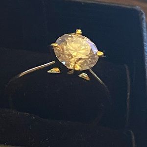 2 Carat Genuine Moissanite Ring Gold Plated Silver